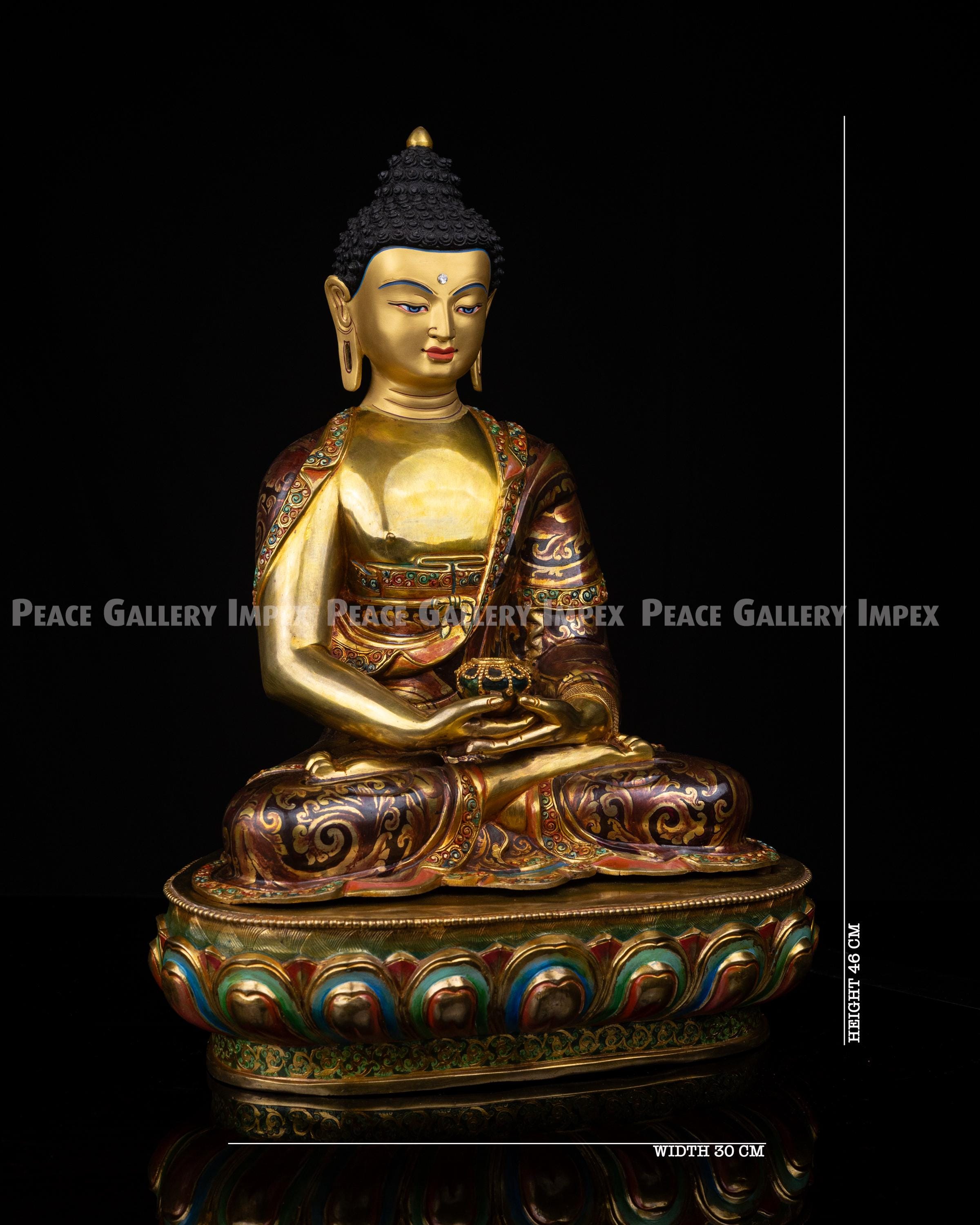Gold Gilded Amitabha Buddha Statue With Turquoise - Etsy