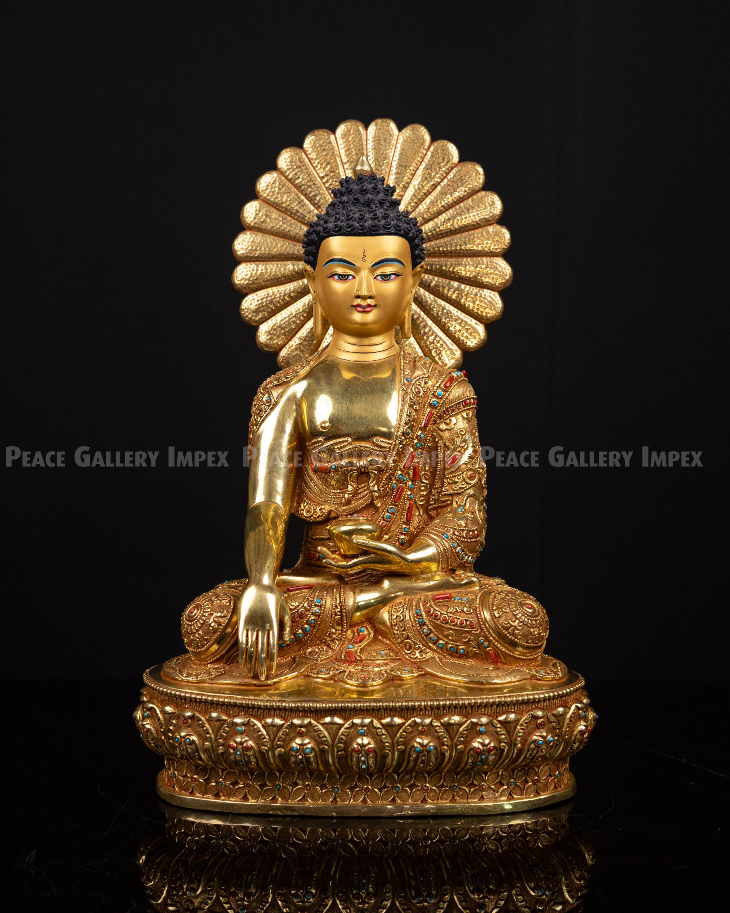 Gold-plated Shakyamuni Buddha Statue With Turquoise & Coral - Etsy