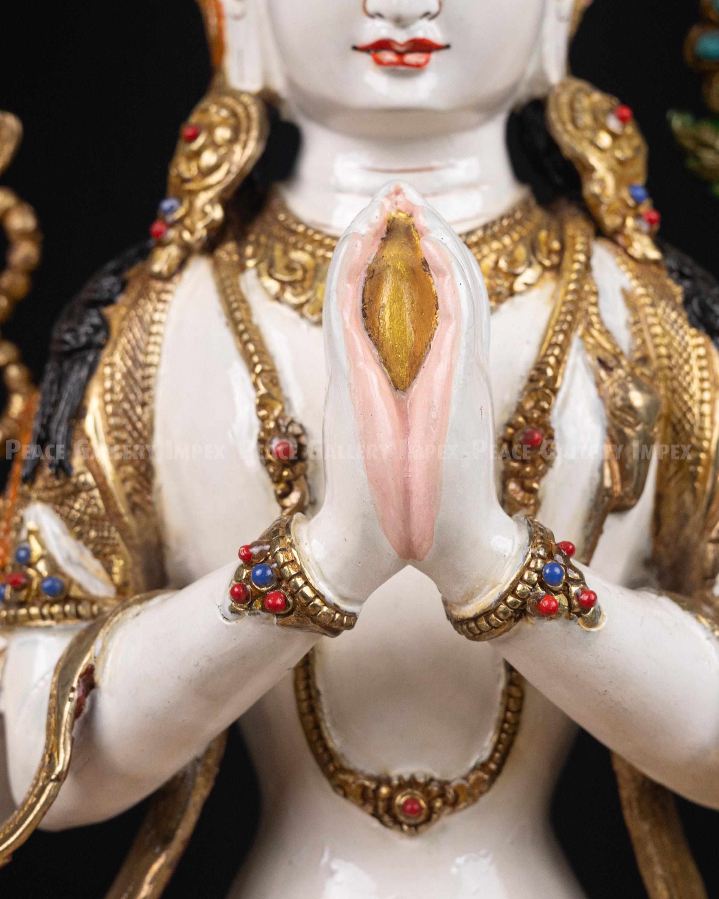 リクエスト　ハンドメイド Gold Plated Chenrezig Statue: Copper Buddhist Decor - Etsy