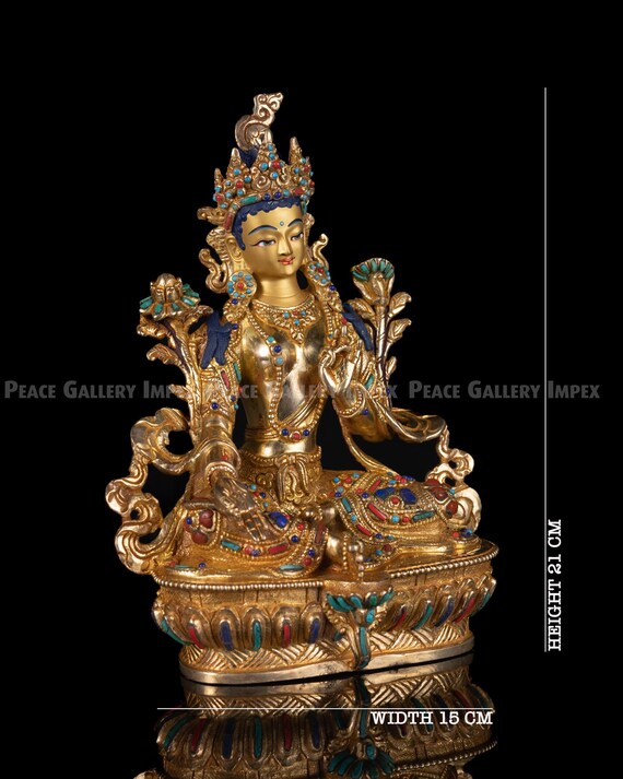金銅製緑ターラ像：チベット仏教の菩薩 - Etsy 日本