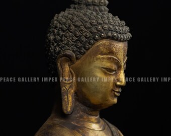 手作りの金銅製釈迦牟尼仏像 - 地の証しの印、チベットの装飾 - Etsy 日本
