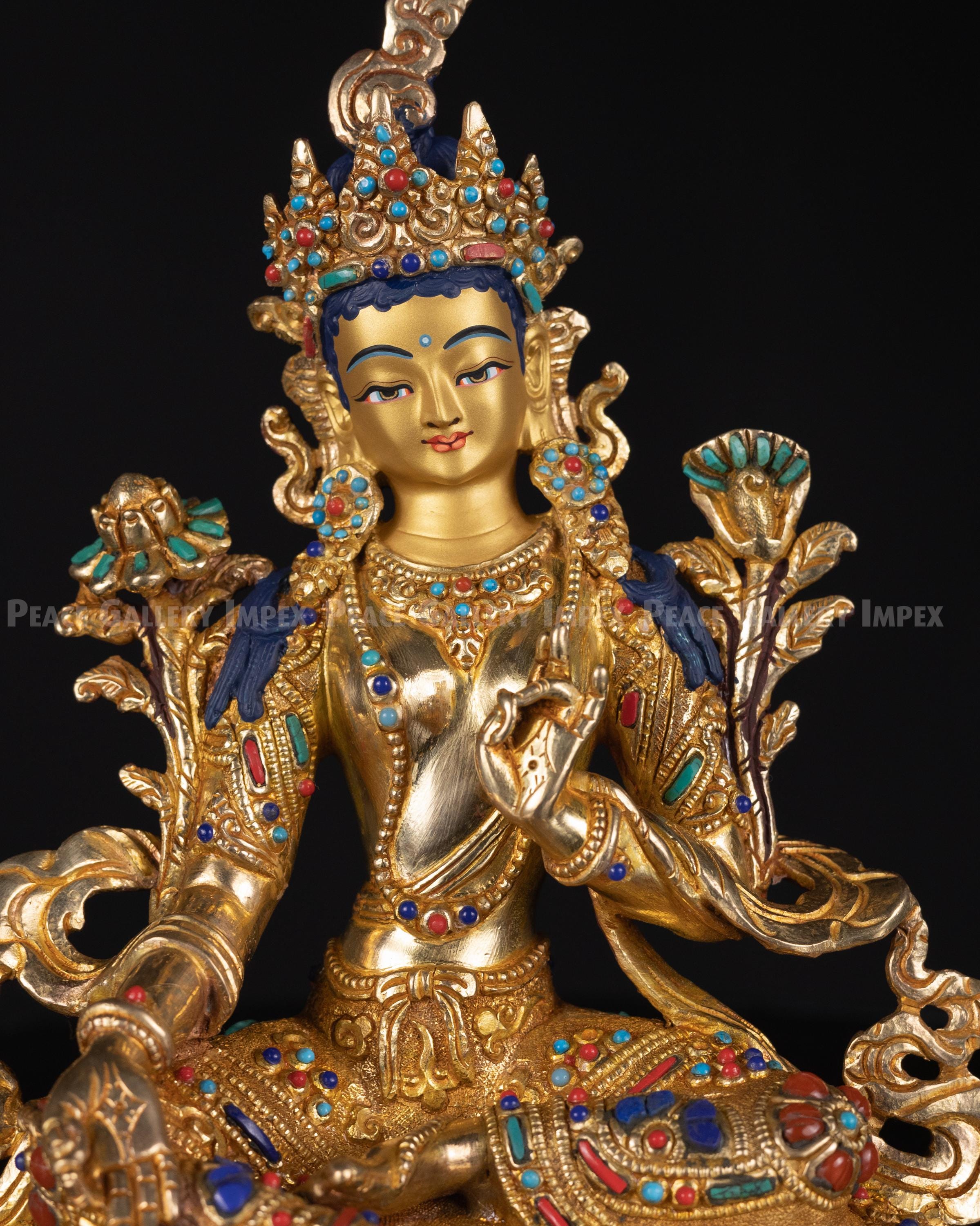 金銅製緑ターラ像：チベット仏教の菩薩 - Etsy 日本
