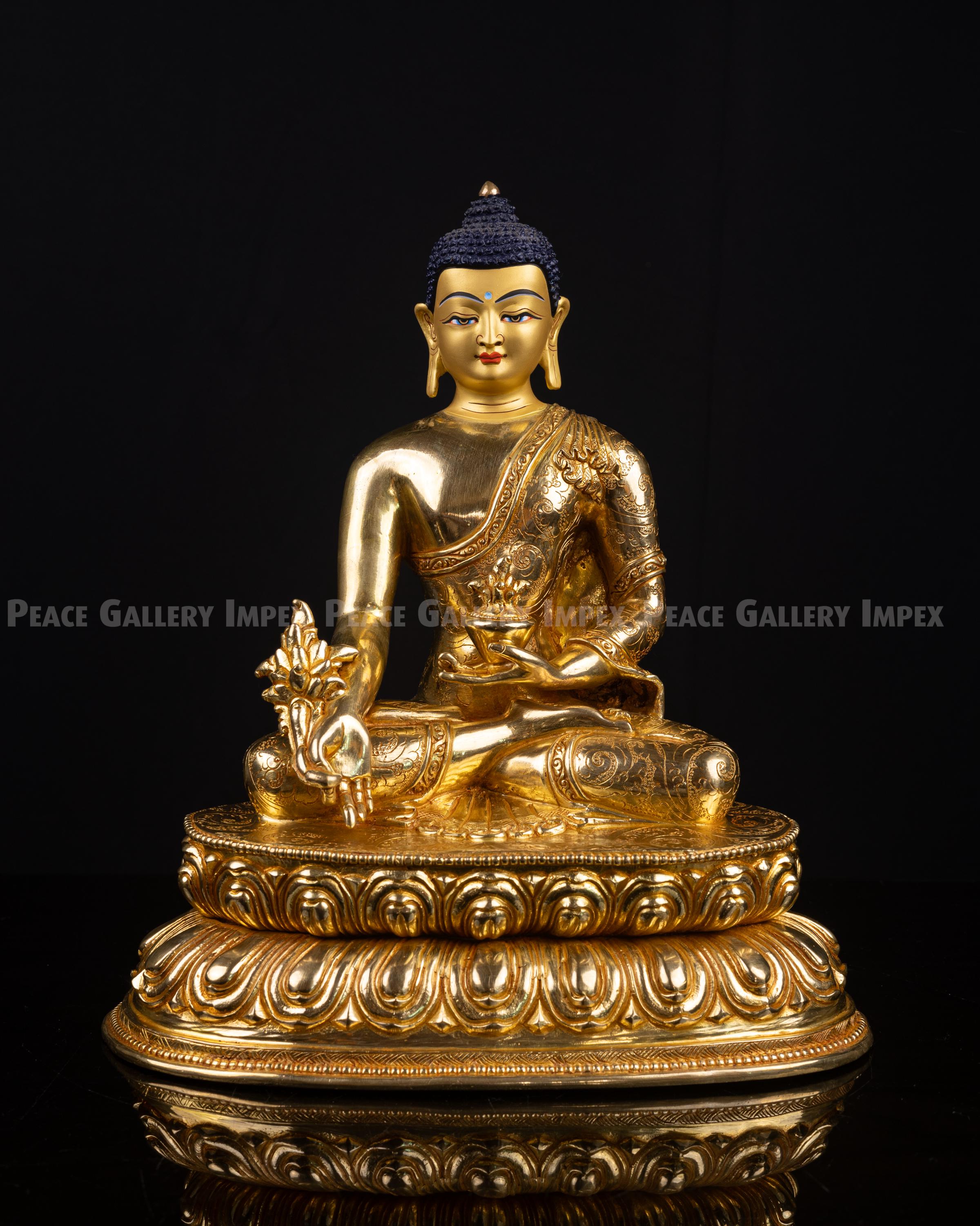Gold-gilt Medicine Buddha Statue: Tibetan Buddhist Art - Etsy