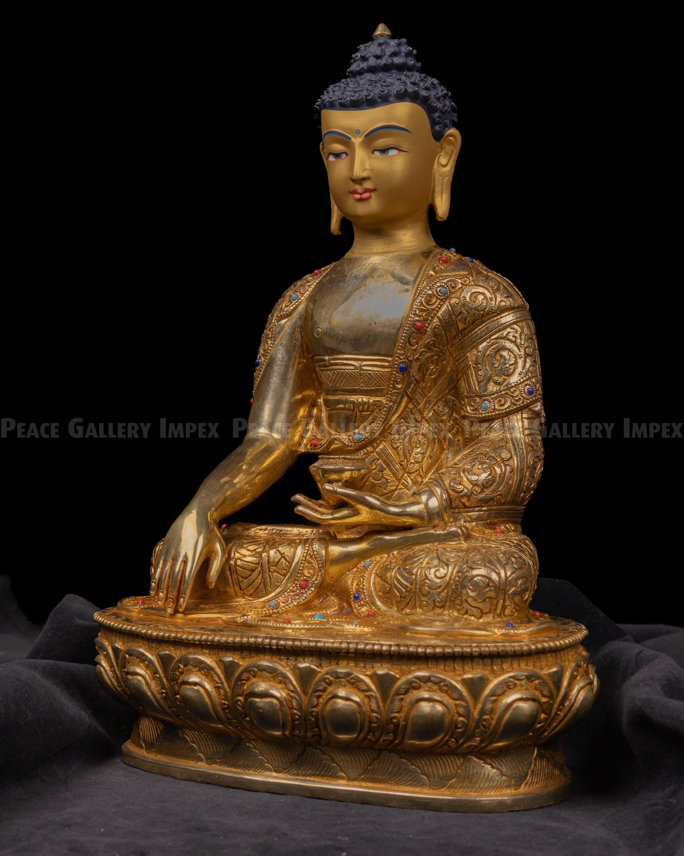 珍蔵　純銅泥金朱砂　仏像【釈迦牟尼仏】　インテリア　骨董品　アンティーク　置物 釈迦牟尼仏 |装飾 |宗教 - Etsy 日本