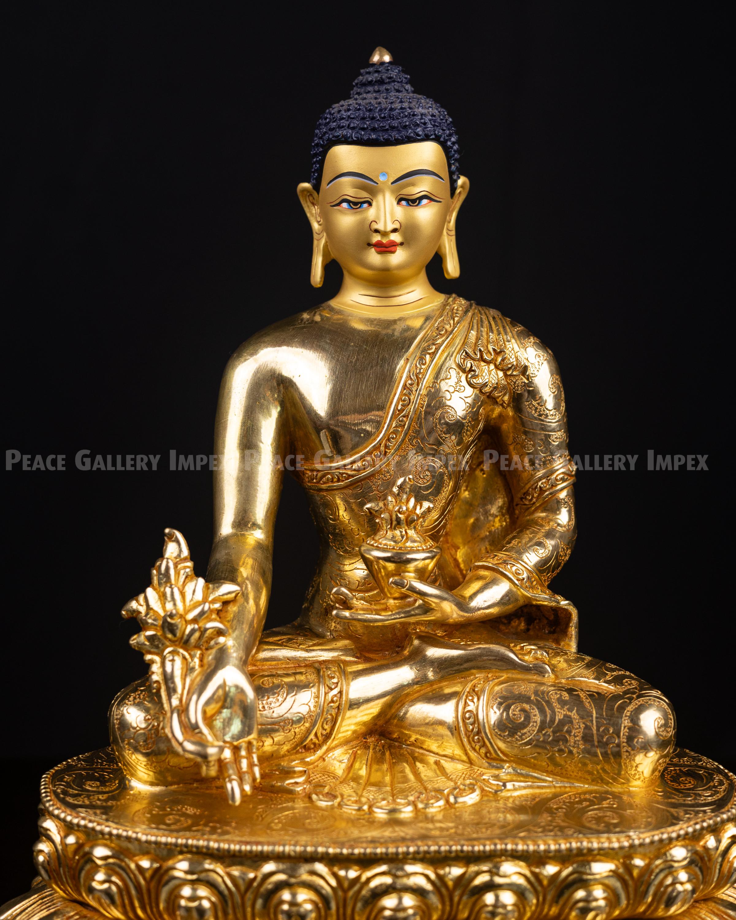 Gold-gilt Medicine Buddha Statue: Tibetan Buddhist Art - Etsy