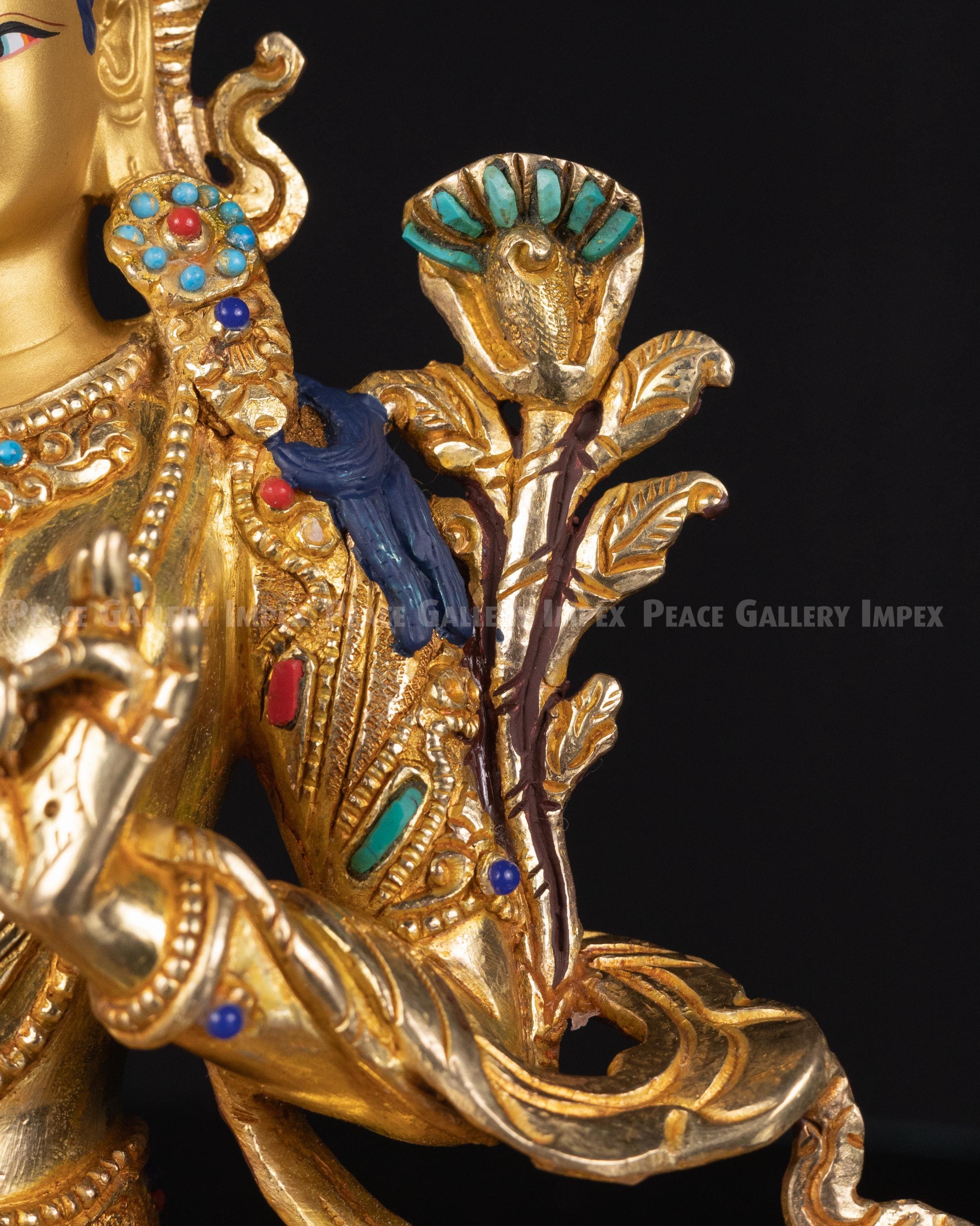 金銅製緑ターラ像：チベット仏教の菩薩 - Etsy 日本