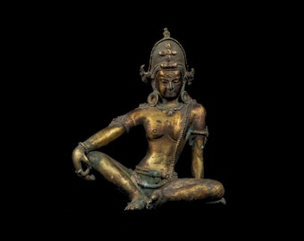 Statua in bronzo di Indra – Scultura del re degli dei dell'Himalaya