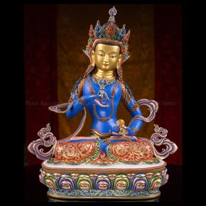 Gold Plated Copper Vajrasattva Statue: Tibetan Buddhist Art