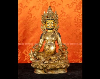 Handgemaakt Kuber-standbeeld: Nepalese Jambhala, altaar voor de god van de rijkdom