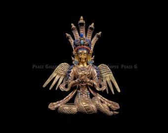 チベット古代銅製五蛇神観音菩薩像、蛇母観音菩薩像 仏教風水 DE0330