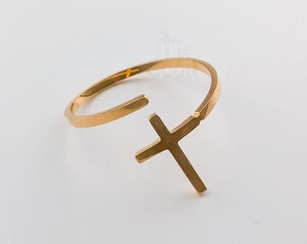 Open Cross Ring, Stainless Steel Ring, Christian Jewelry for Women, Girls Adjustable Faith Ring, Bible Verse Jewelry Gift for Her