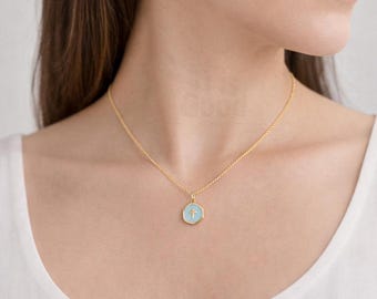 Dainty Enamel Gold Cross Minimalist Necklace, Women Stainless Steel Pendant Christian Jewelry Gift