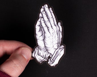 Prayer Hands Christian Waterproof laminate Sticker, Decal for Bible, Tumbler, Laptop, Phone, Journal, or Religious Gifts for her or him