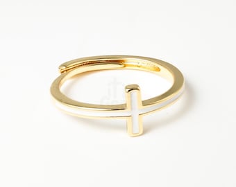 Adjustable Enamel Cross Ring for Women or girls