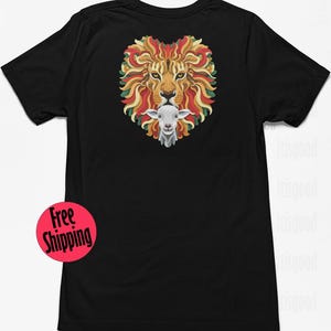 Lion and Lamb Christian faith shirt for her or him, aesthetic religious worship team minimalist faith clothing, Catholic church Gift for men