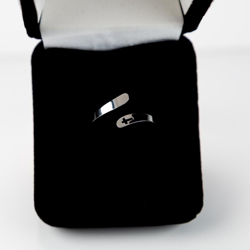 Hollow Cross Promise Ring Christian Jewelry for Women Stainless Steel ...