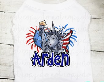 Statue of Liberty Pet T Shirt, Cute Pet Tee for Dogs, Personalized Fourth of July Dog T Shirt