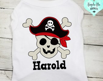 Pirate Skull Pet T Shirt, Pirate Party T Shirt for Dogs, Cute Summer Dog T Shirt