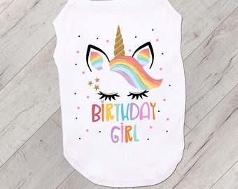 Birthday Unicorn Pet T Shirt, Birthday Unicorn Pet Tee, Rainbow Unicorn Dog T Shirt, Birthday Girl Gift, Gotcha  Day Pet T Shirt