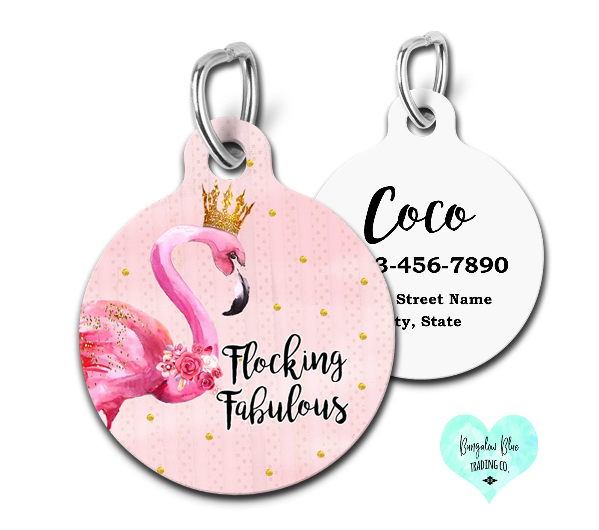 flamingo dog tag