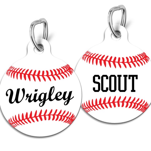 Baseball Pet ID Tag, Custom Name Baseball Dog Tag, Softball Pet Tag for Dogs and Cats, Custom Softball Dog Id Tag, Baseball Fan Gift