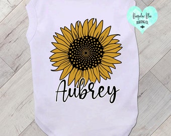 Personalized Sunflower Pet T Shirt, Fall T Shirt for Dogs, Cute Dog Tee