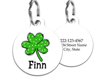 St. Patrick's Day Pet ID Tag  Shamrock Polka Dot Shamrock  Dog Tag Cat Charm