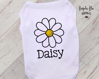 Personalized Daisy Pet T Shirt, Retro Flower Dog T Shirt, Cute  Cat T Shirt, Summer Shirt for Dogs