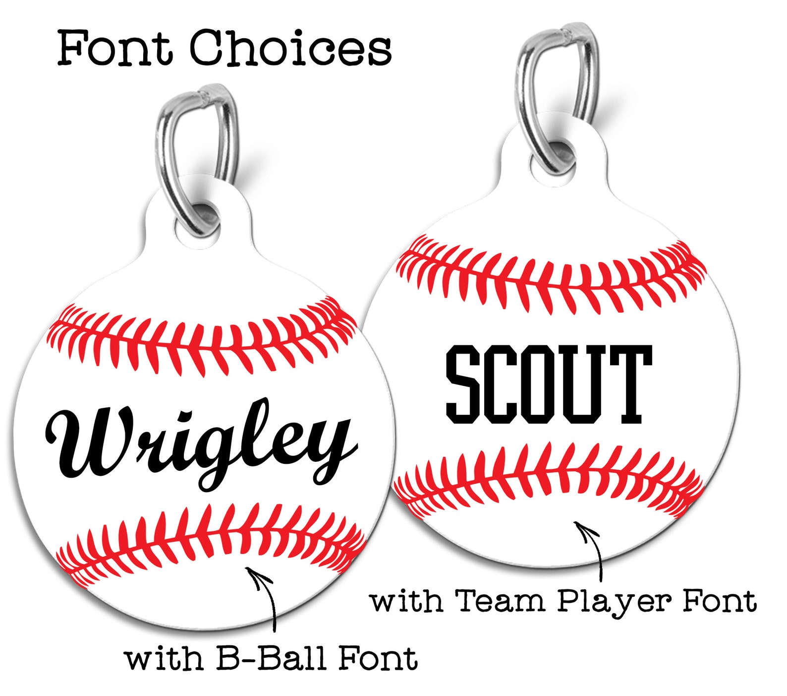 Baseball Pet ID Tag Custom Name Baseball Dog Tag Softball Etsy