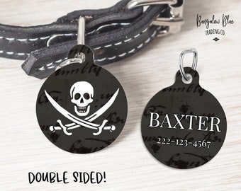 Pirate Skull Personalized Tag Pet ID for Dogs and Cats