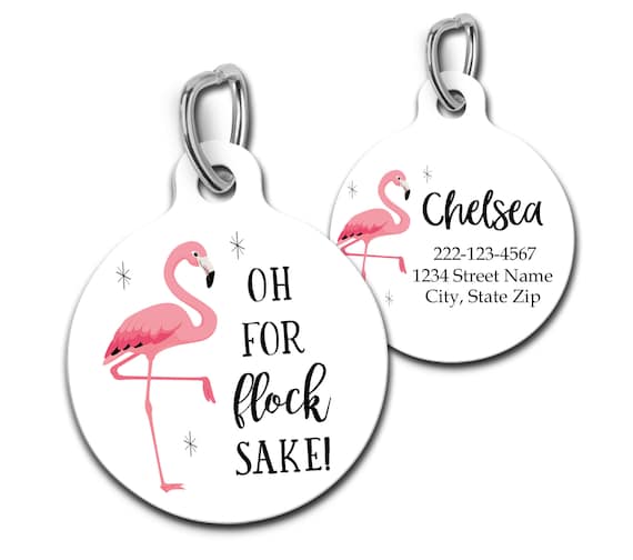 flamingo dog tag
