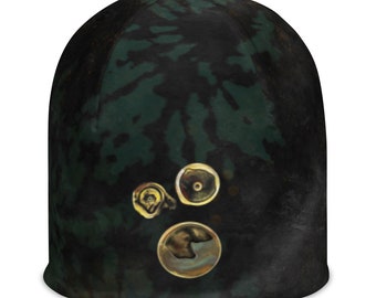 Black and Gold All-Over Funny Print Beanie