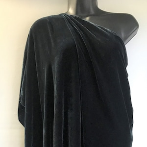 Hand Dyed Silk Velvet Poncho in Dark Teal Blue Tones One Size Fits Most