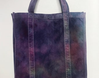 Hand Dyed Canvas Tote in Purples 20" x 16"