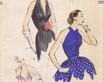 Corpetes Misses Halter dos anos 1950 Vogue 7545 Padrão de costura vintage tamanho 14 busto 32