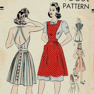 1940s Misses Halter Play Dress Sundress Pinafore Vogue 8680 Vintage Sewing Pattern Size 14 Bust 32