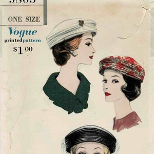 1950s Vogue 9805 Vintage Sewing Pattern Designer Patou Toque - Etsy