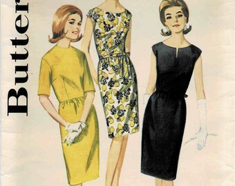 1960s Misses Cocktail Dress Butterick 3138 Vintage Sewing Pattern Size 16 Bust 36
