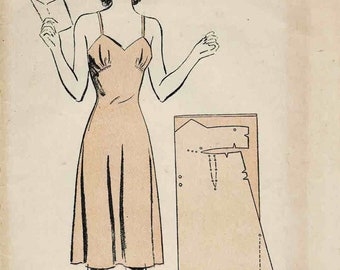 1940s Advance 3106 Vintage Lingerie Sewing Pattern Misses Easy 1 Piece Full Slip Size 10 Bust 28/ Size 12 Bust 30 / Bust 32 FACTORY FOLDED