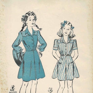 1940s Girls Dress Advance 2860 Vintage Sewing Pattern Size 12 Breast 30 or Size 14 Brest 32 FACTORY FOLDED