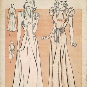 1940s Advance 2504 Vintage Lingerie Sewing Pattern Misses Slit Neckline Nightgown Size 14 Bust 32 OR Full Figure Bust 40 FACTORY FOLDED