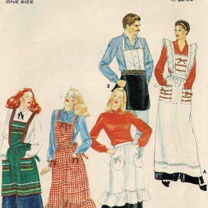 Misses and Mens Aprons Bib Apron Long Apron with Ruffles Kitchen Apron BBQ Apron Butterick 4066 Vintage Sewing Pattern UNCUT
