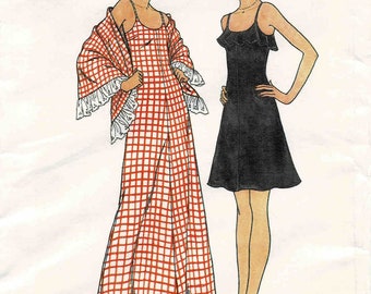 1970s Misses Cocktail Dress and Shawl Butterick 3730 Vintage Sewing Pattern UNCUT Different Sizes Available