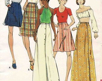 La década de 1970 se pierde la falda envolvente de línea A Frente Falda Abotonada Butterick 3687 Vintage Coser Patrón UNCUT Diferentes Tamaños Disponibles