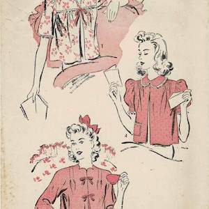 1940s Advance 3096 Vintage Bed Jacket Sewing Pattern Misses Bed Jacket Size Small Bust 32 - 34 FACTORY FOLDED