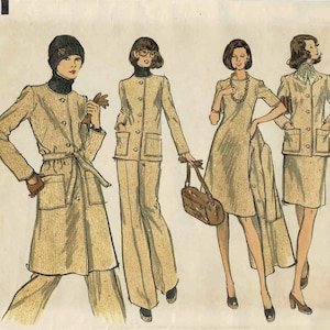 1970s Misses Jacket Dress Skirt Pants Vogue 8659 Vintage Sewing Pattern Size 14 Bust 36 UNCUT