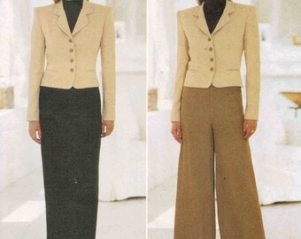 Misses Above Hip Jacket Skirt Pants Ellen Tracy Butterick 5747 Misses Sewing Pattern Size 12 - 14 - 16 Bust 34 - 36 - 38 UNCUT