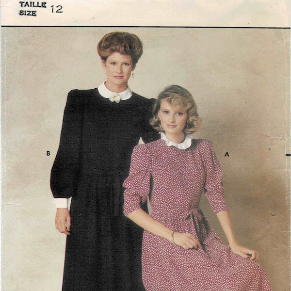 1980s Misses Dress Belle France Butterick 6235 Vintage Sewing Pattern Size 12 Bust 34 UNCUT