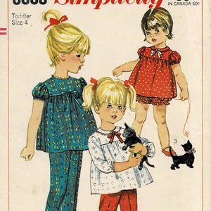 1960s Little Girls Top Tunic Bloomers Panties Pants Simplicity 6858 Vintage Sewing Pattern Size 4 Breast 23