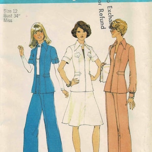 1970s Misses Jacket Skirt Pants Simplicity 6859 Vintage Sewing Pattern Size 12 Bust 34 UNCUT